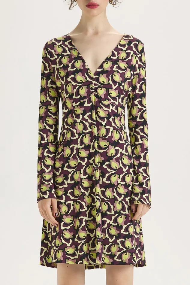Women Malparmi Dresses Camoleaves Jersey Dress Greenblackbrown