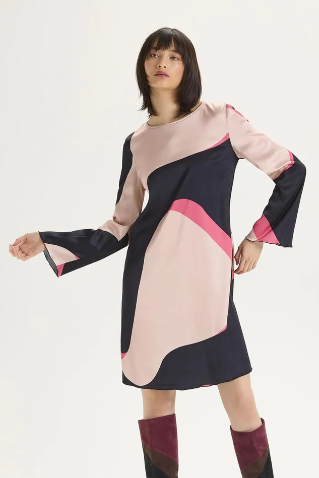 Women Malparmi Dresses Clio Print Dress Dark Bluepink