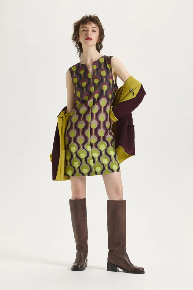 Women Malparmi Dresses Temple Degrad Cady Dress Greenblackbordeaux