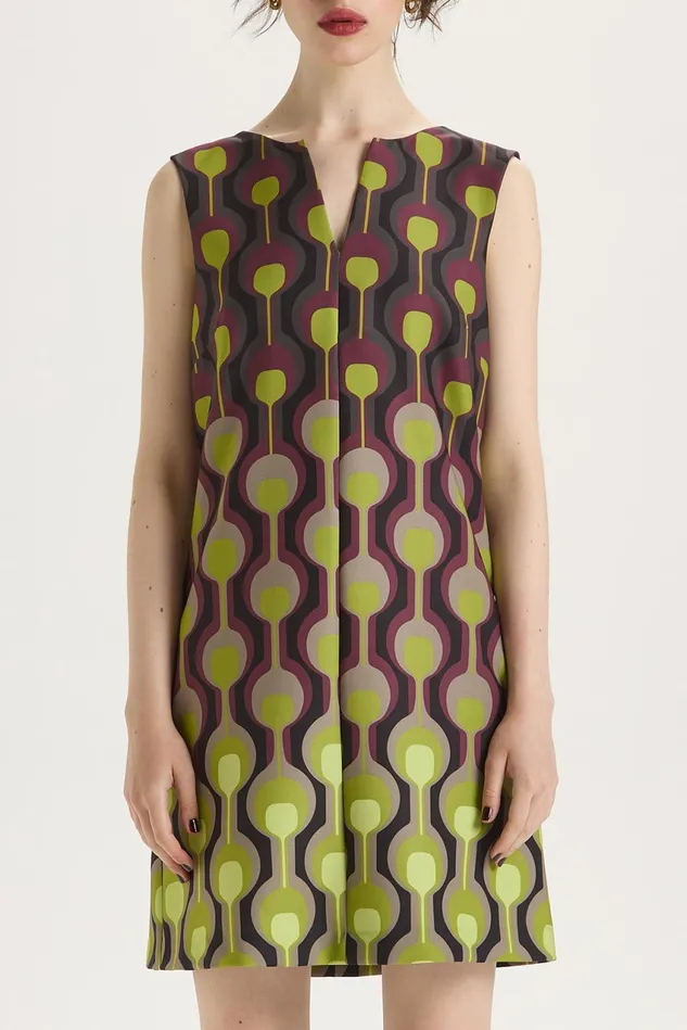 Women Malparmi Dresses Temple Degrad Cady Dress Greenblackbordeaux