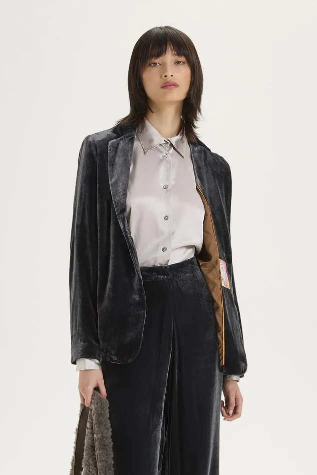 Women Malparmi Jackets Fluid Velvet Jacket Greige