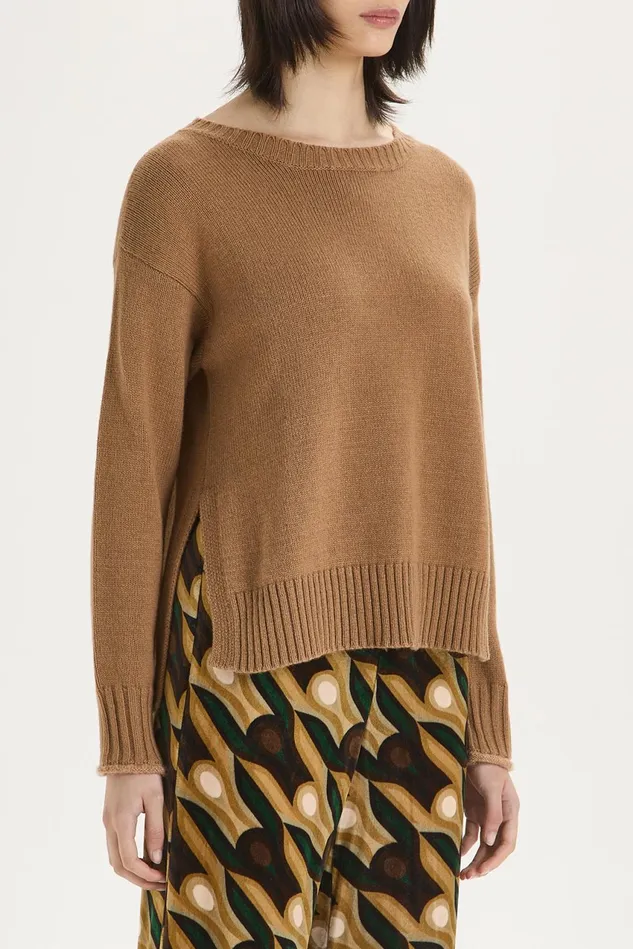 Women Malparmi Knitwear Cashmere Merinos Sweater Camel