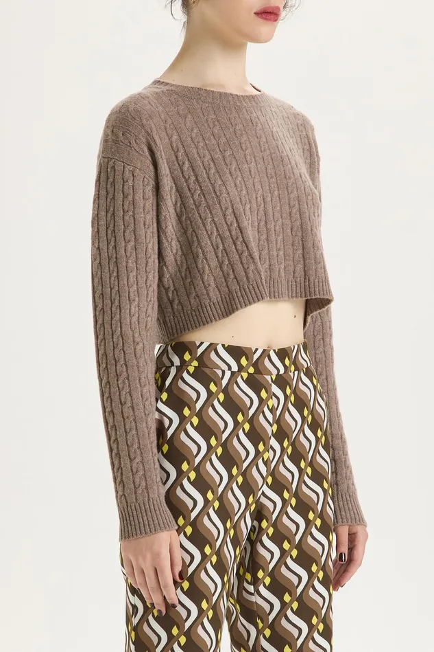 Women Malparmi Knitwear Cashmere Wool Sweater Greige