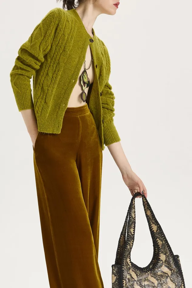 Women Malparmi Knitwear Cozy Alpaca Cardigan Olivegreen