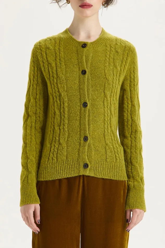 Women Malparmi Knitwear Cozy Alpaca Cardigan Olivegreen
