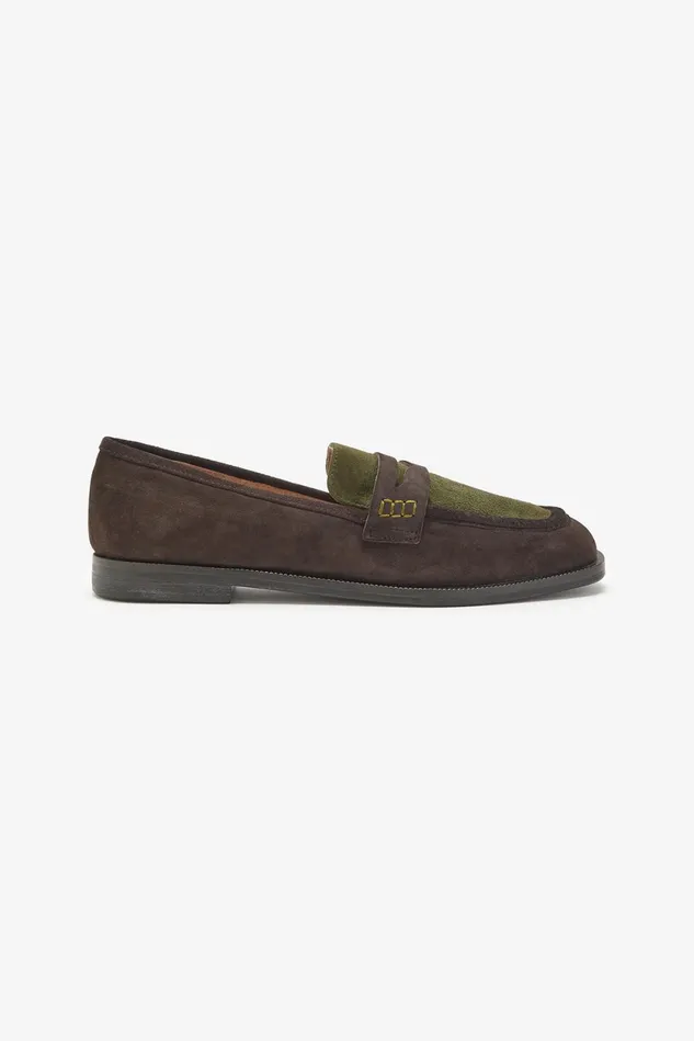 Women Malparmi Loafers And Ballerinas Suede Inlay Moccasin Greenbrown