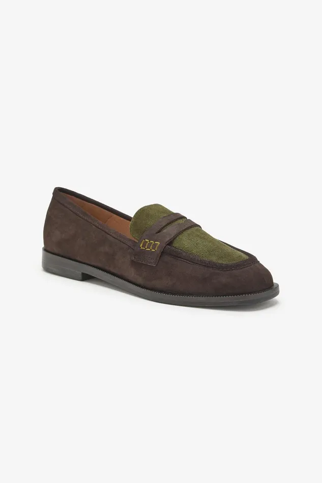 Women Malparmi Loafers And Ballerinas Suede Inlay Moccasin Greenbrown
