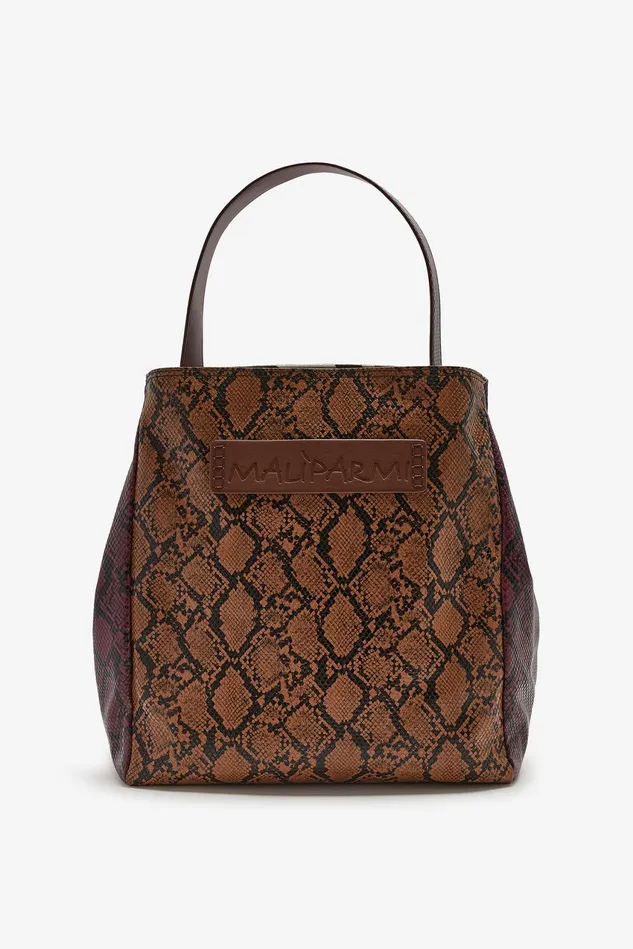 Women Malparmi Medium Bags Leather Animalier Large Shoulder Bag Bordeauxbrown