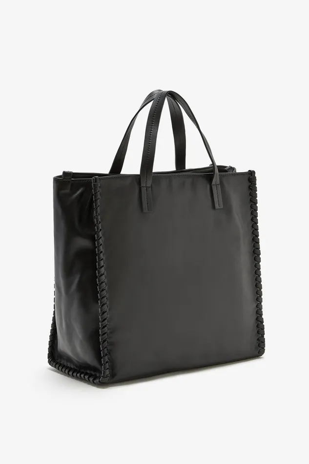 Women Malparmi Shopping Bag Leather Tress Shopping Bag Black