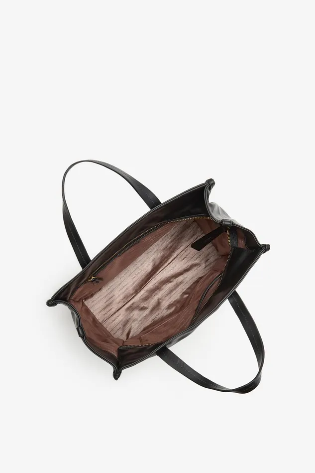 Women Malparmi Shopping Bag Leather Tress Shopping Bag Black