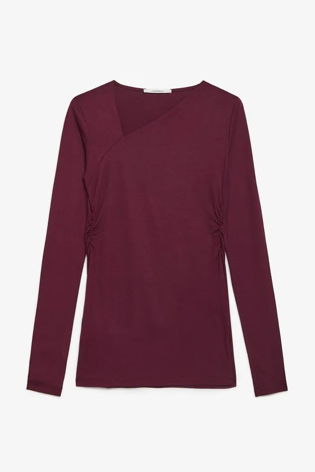 Women Malparmi Tshirts And Tops Block Colour Jersey TShirt Bordeaux