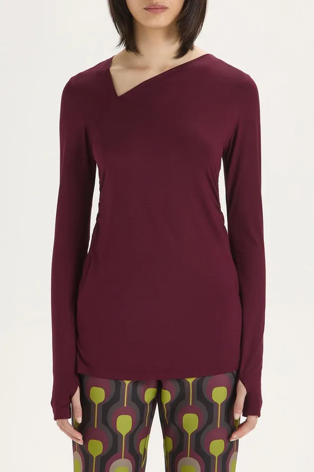 Women Malparmi Tshirts And Tops Block Colour Jersey TShirt Bordeaux