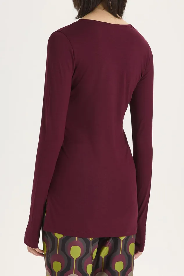 Women Malparmi Tshirts And Tops Block Colour Jersey TShirt Bordeaux