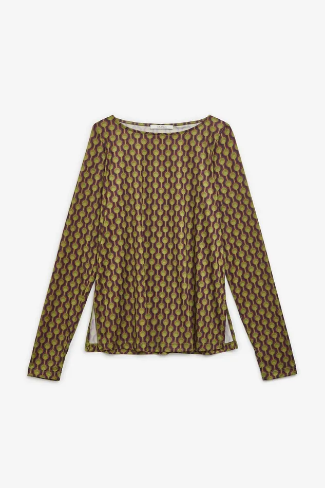 Women Malparmi Tshirts And Tops Frieze Print Jersey TShirt Bordeauxacid Green