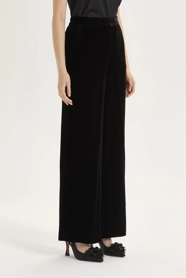 Women Malparmi Trousers Fluid Velvet Trousers Black