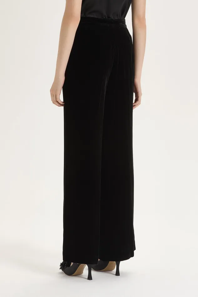 Women Malparmi Trousers Fluid Velvet Trousers Black