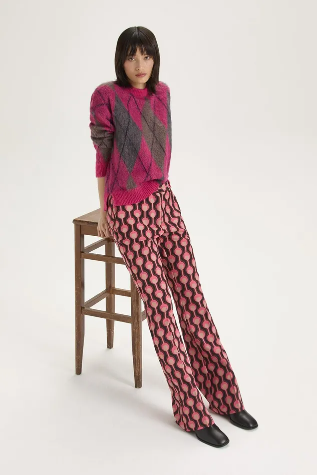 Women Malparmi Trousers Frieze Cady Trousers Pinkblackcamel