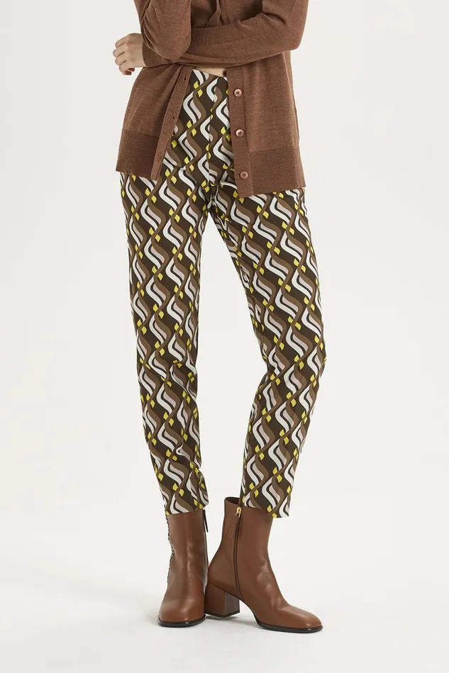 Women Malparmi Trousers Lira Cady Print Trousers Brownyellow