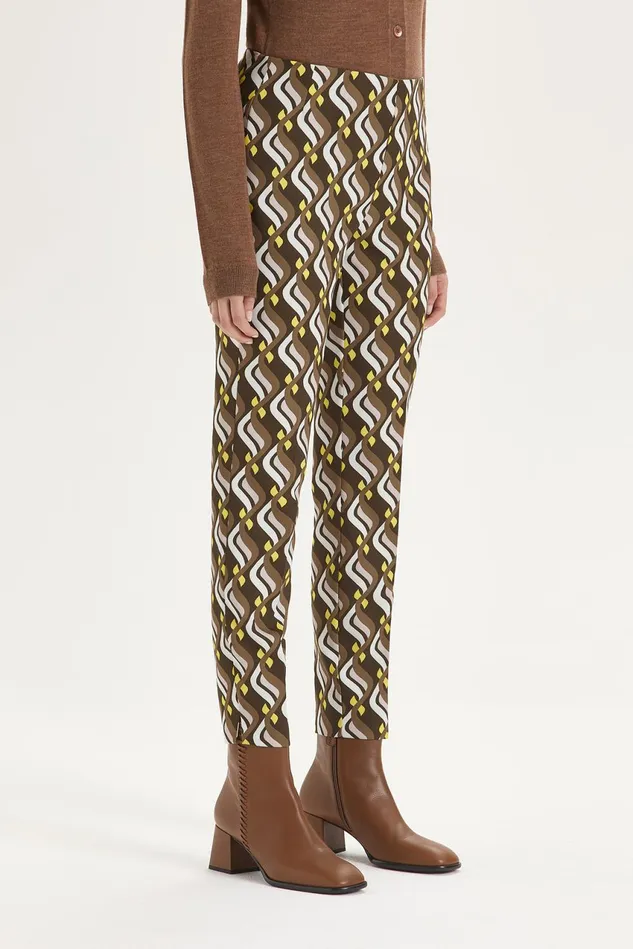 Women Malparmi Trousers Lira Cady Print Trousers Brownyellow