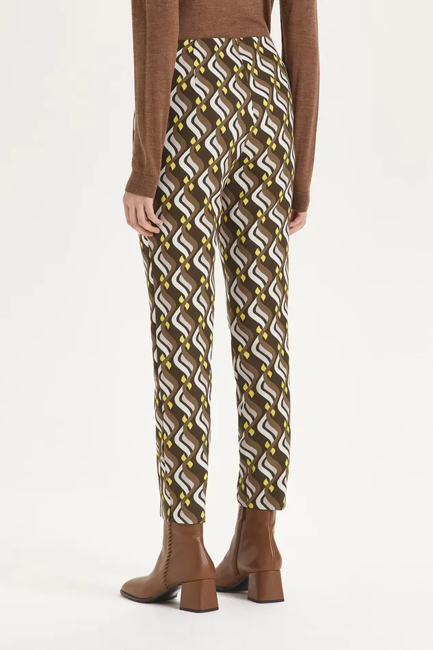 Women Malparmi Trousers Lira Cady Print Trousers Brownyellow