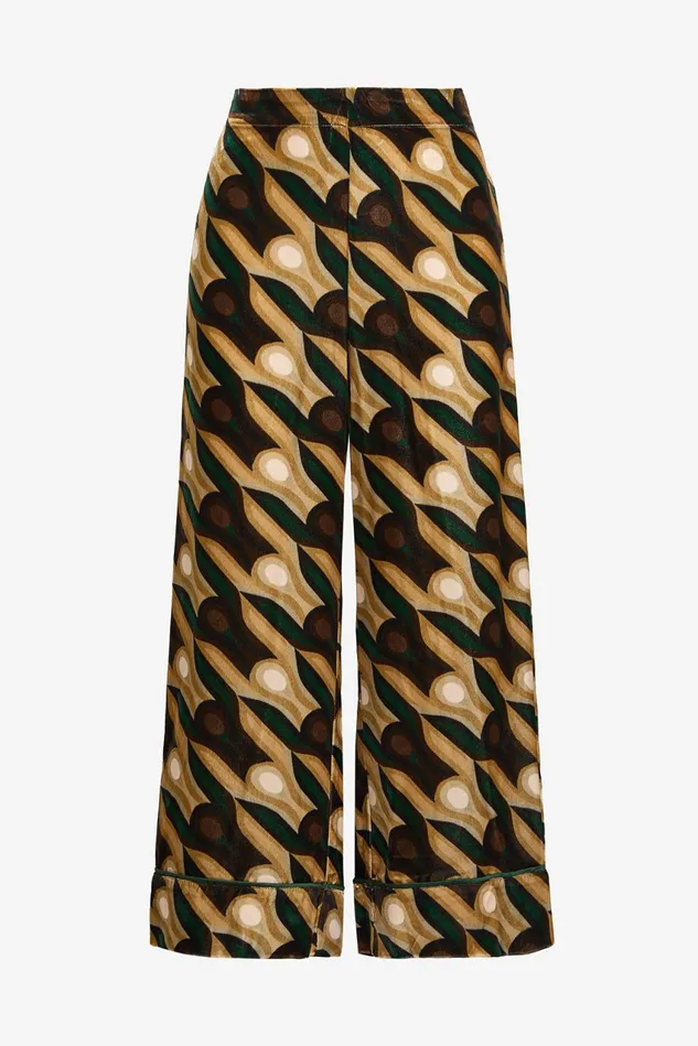 Women Malparmi Trousers Velvet Prints Trousers Beigeblackbrown