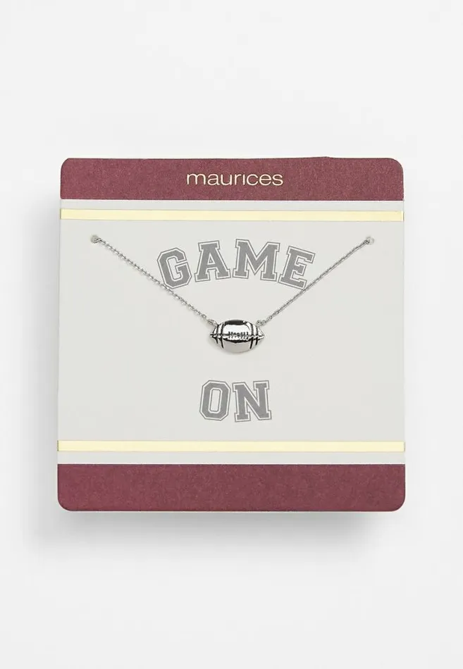 Women Maroon And Gold Carded Football Necklace Maurices Jewelry