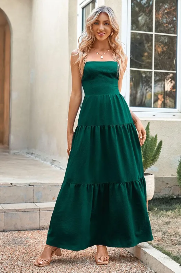 Women Maxi Dresses Cupshe Coral Bay Lace Up Thin Straps AShape Dress Green