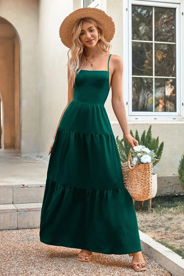 Women Maxi Dresses Cupshe Coral Bay Lace Up Thin Straps AShape Dress Green
