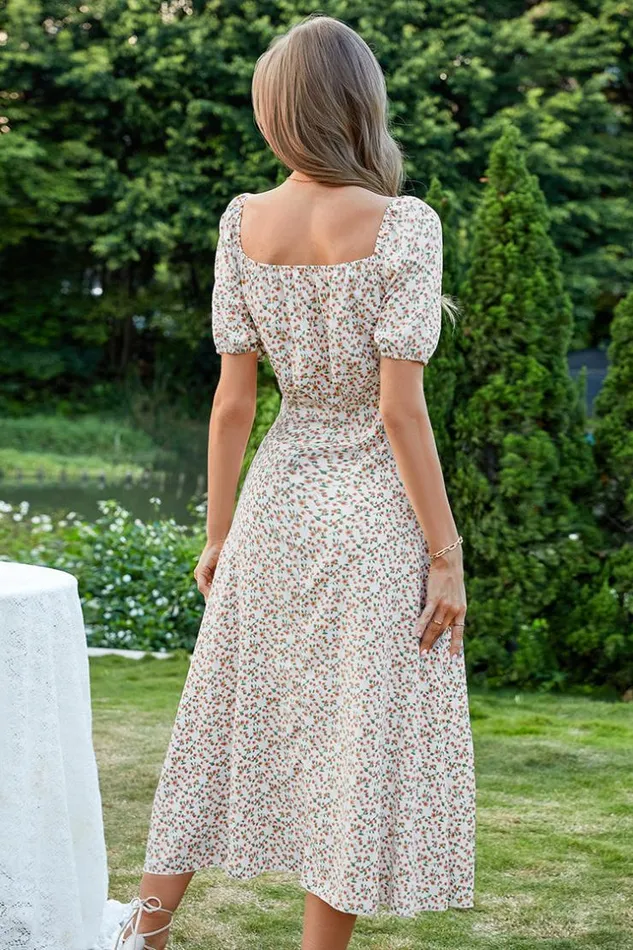 Women Maxi Dresses Cupshe Gizi Bubble Sleeve Ditsy AShape Dress Multicolor