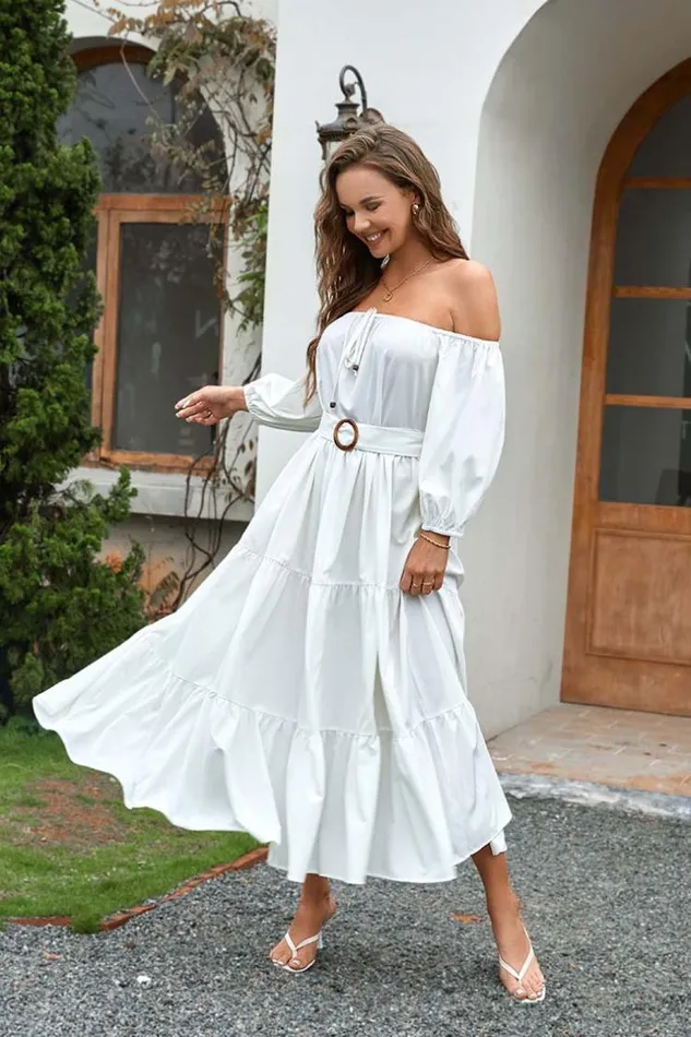 Women Maxi Dresses Cupshe Harriet Offshoulder Pull Over Dress White
