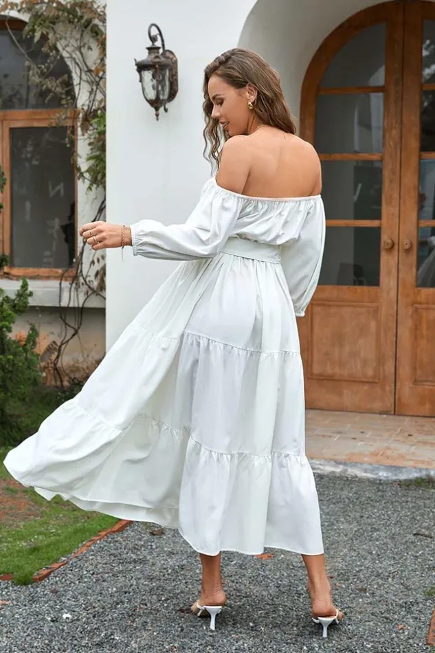 Women Maxi Dresses Cupshe Harriet Offshoulder Pull Over Dress White