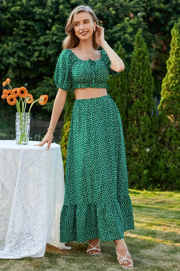 Women Maxi Dresses Cupshe Hollis Offshoulder Bubble Sleeve AShape Dress Green