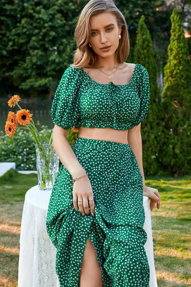 Women Maxi Dresses Cupshe Hollis Offshoulder Bubble Sleeve AShape Dress Green