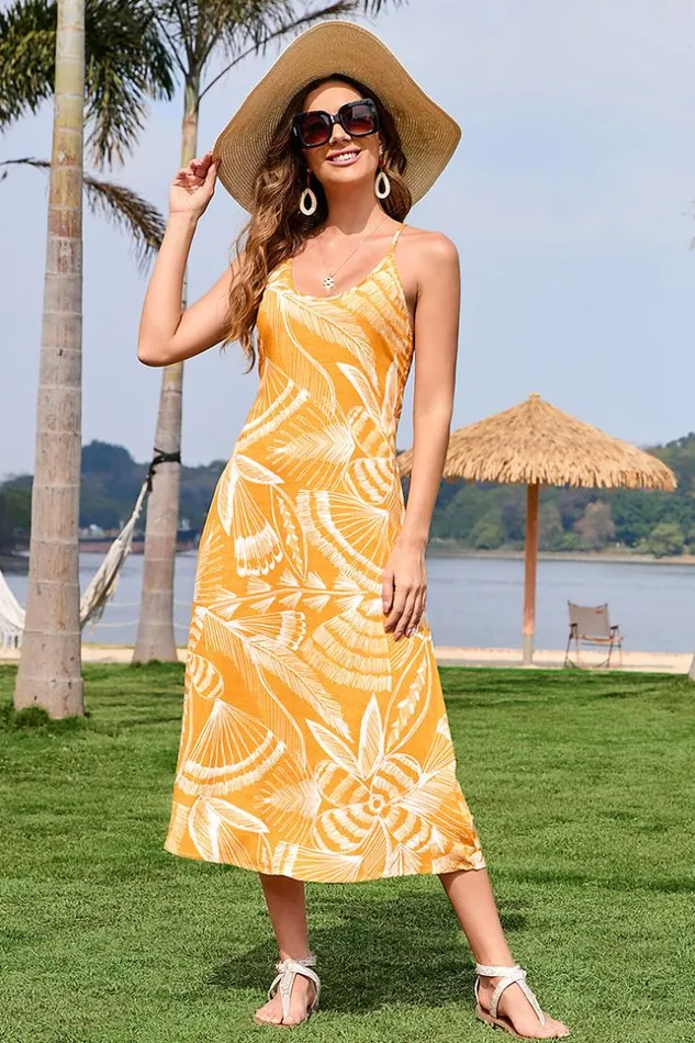 Women Maxi Dresses Cupshe Joanna Floral Crisscross Maxi Dress Yellow
