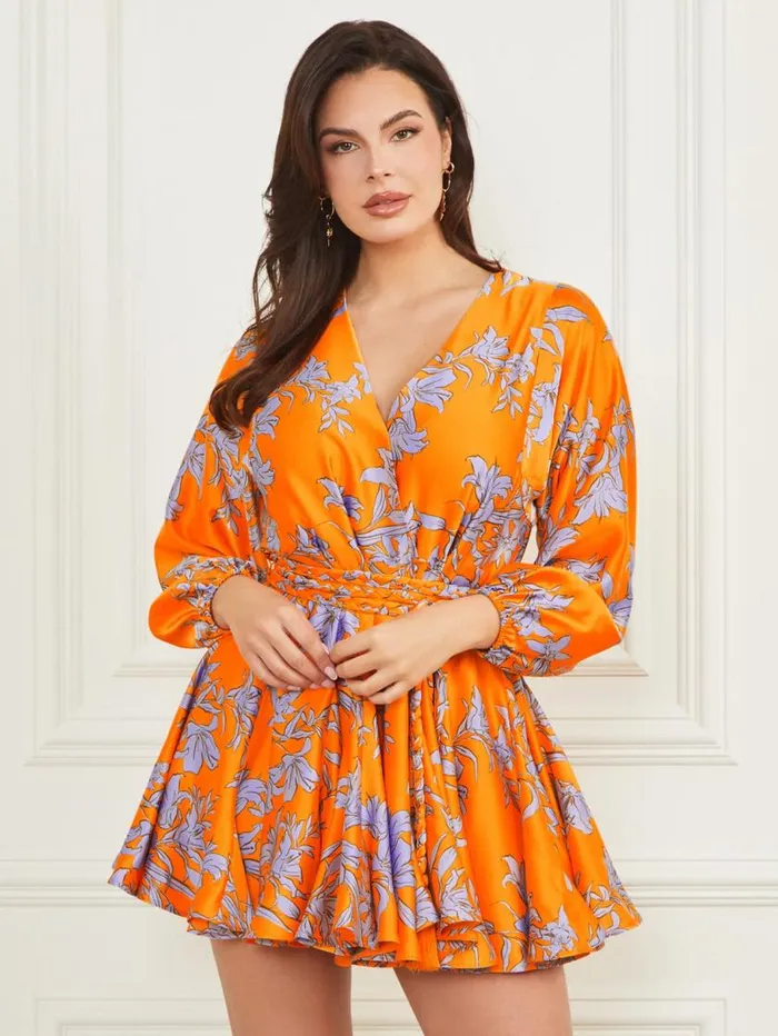 Women Maya Wrap Dress Sunburst Orange Marciano Dresses Women Maya Wrap Dress Sunburst Orange Marciano Dresses