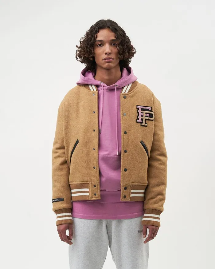WomenMen Filling Pieces Coats and Jackets Varsity Jacket Camel Beige