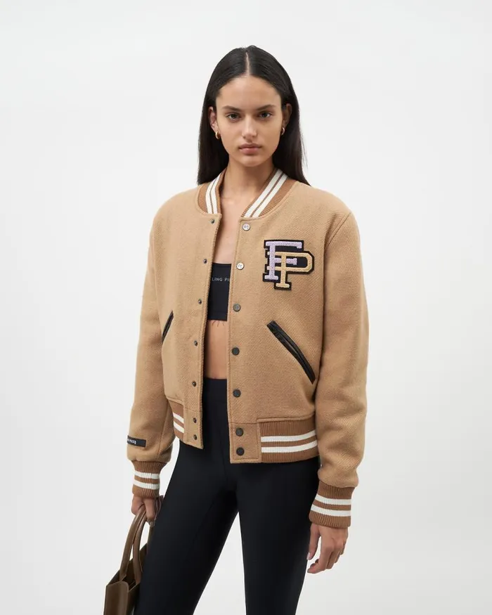 WomenMen Filling Pieces Coats and Jackets Varsity Jacket Camel Beige