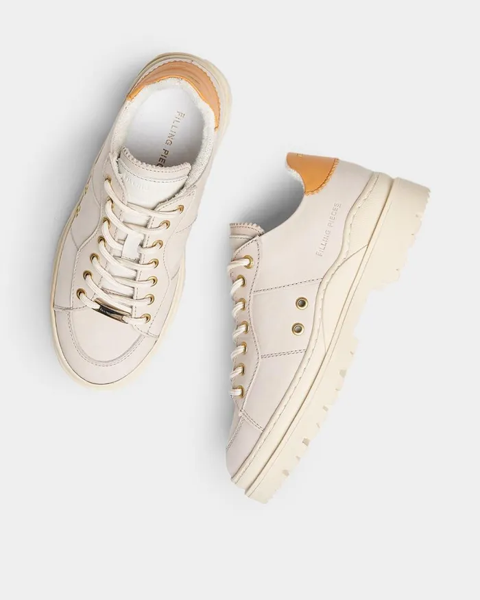 WomenMen Filling Pieces Sneakers Court Serrated Off White