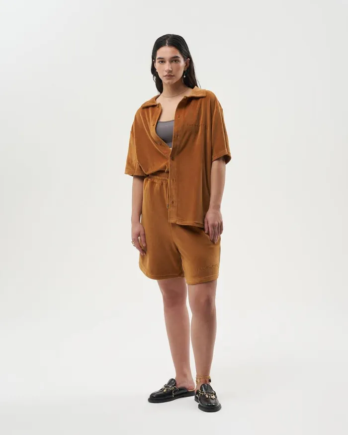 WomenMen Filling Pieces TShirts and Shirts Resort Shirt Velvet Caramel Beige