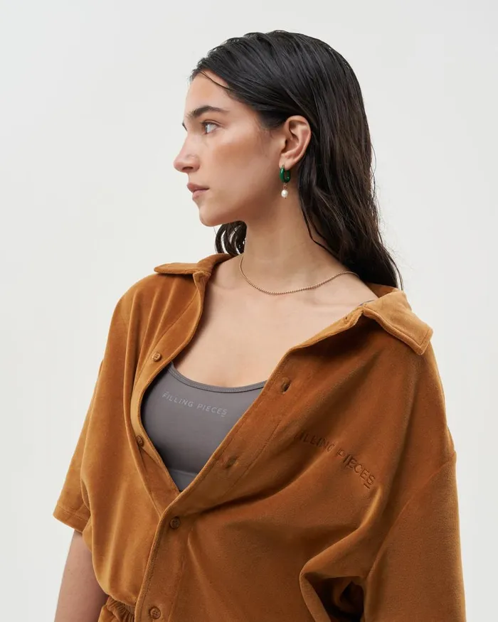 WomenMen Filling Pieces TShirts and Shirts Resort Shirt Velvet Caramel Beige