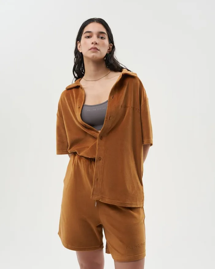 WomenMen Filling Pieces TShirts and Shirts Resort Shirt Velvet Caramel Beige