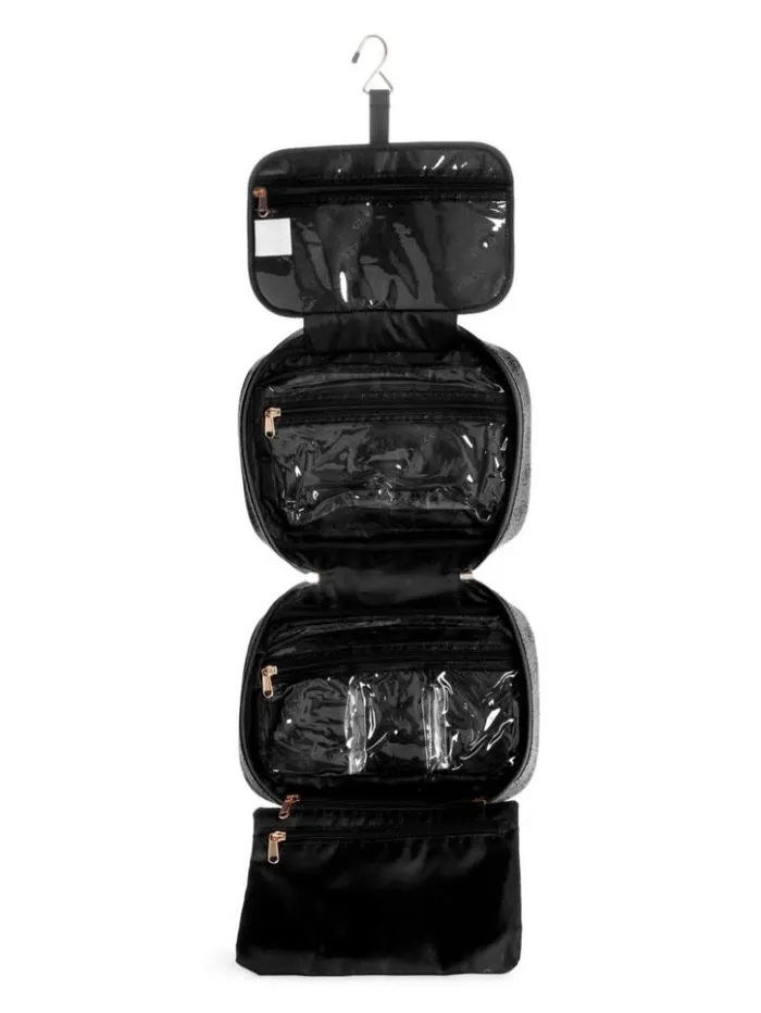 WomenMen GUESS Handbags Jesco Hanging Cosmetic Bag Coal Multi
