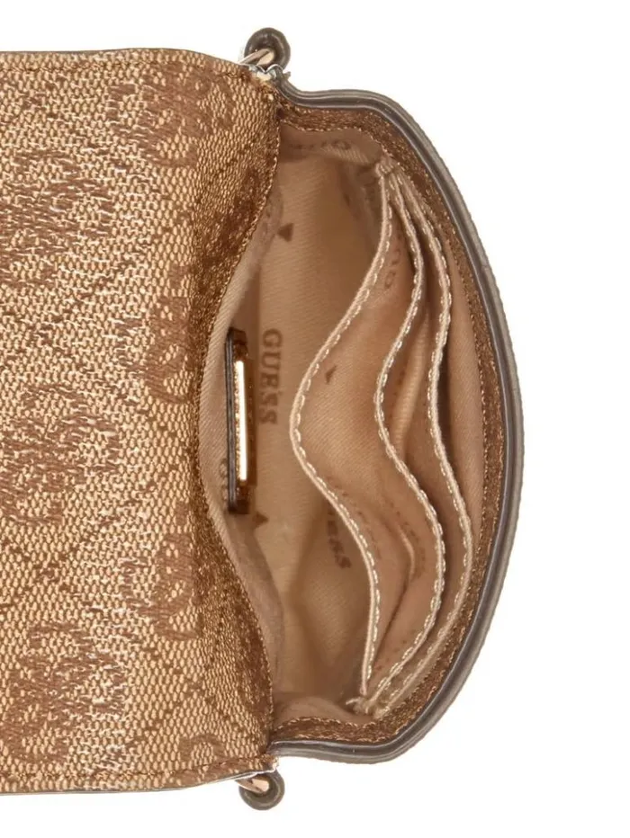 WomenMen GUESS Handbags Latona Quattro G Mini Phone Crossbody Latte Logo