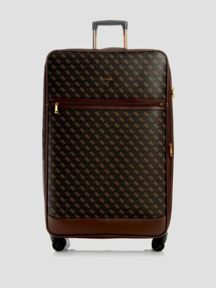 WomenMen GUESS Luggage and Travel Bags Keith 28034 8Wheel Suitcase Brown