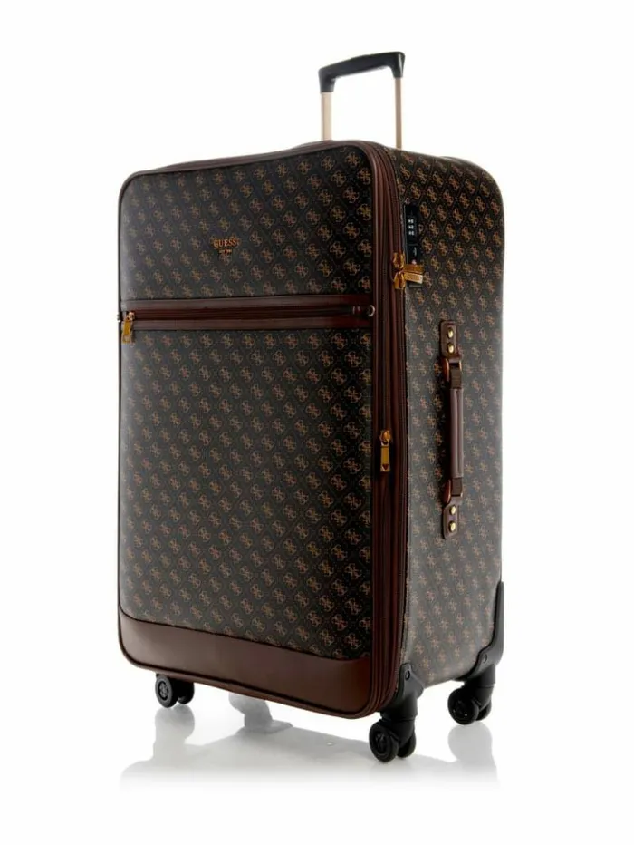 WomenMen GUESS Luggage and Travel Bags Keith 28034 8Wheel Suitcase Brown