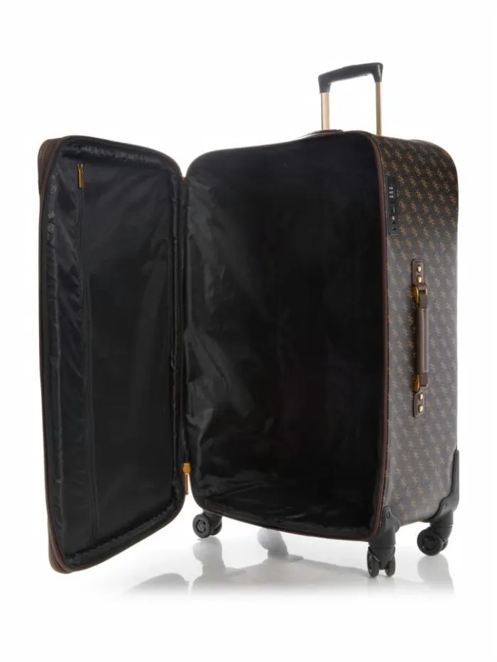 WomenMen GUESS Luggage and Travel Bags Keith 28034 8Wheel Suitcase Brown