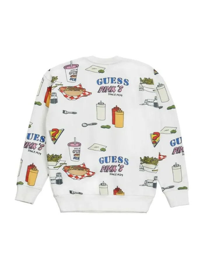 WomenMen GUESS Sweaters and Knits GUESS Originals X Pink039s Hot Dogs Sweatshirt Pure White Multi WomenMen GUESS Sweaters and Knits GUESS Originals X Pink039s Hot Dogs Sweatshirt Pure White Multi