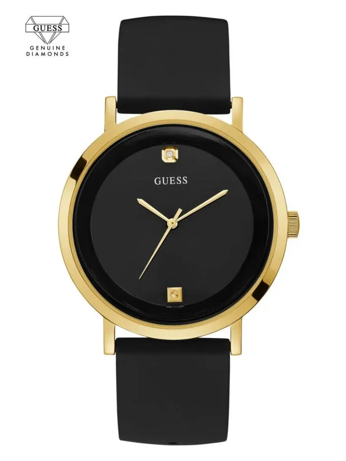 WomenMen GUESS Watches Black And GoldTone Analog Watch Black