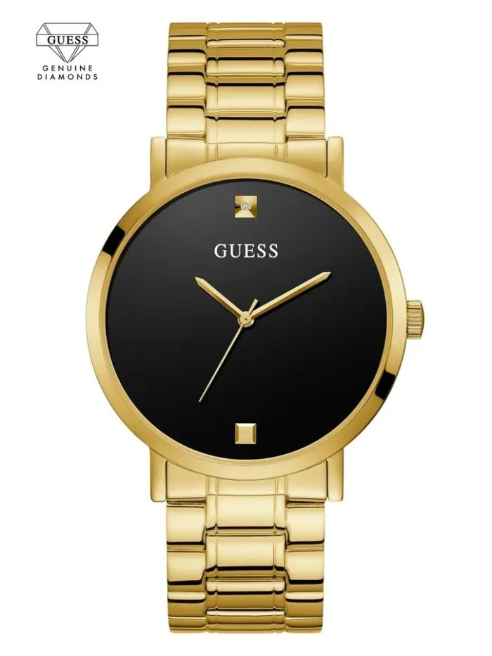 WomenMen GUESS Watches GoldTone And Black Diamond Analog Watch Silvergold