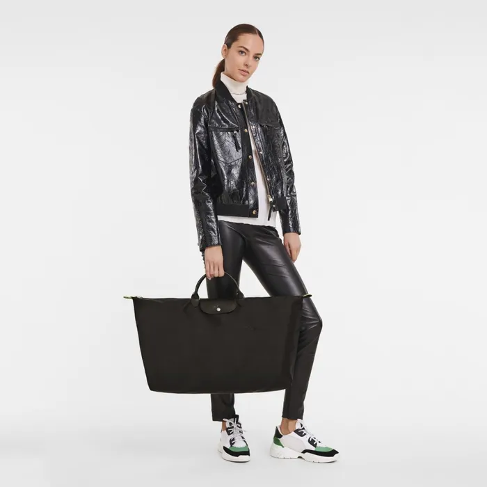WomenMen Le Pliage Green M Travel Bag Black Longchamp Travel Bags